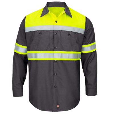 Men's Hi-Visibility Colorblock Ripstop Long Sleeve Work Shirt Thumbnail